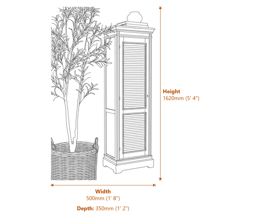 Delphine Collection 1 Door Tall Cabinet Dimensions Diagram