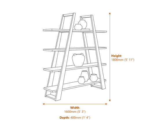 Haldon Collection 4 Shelf Apex Unit Dimensions Diagram