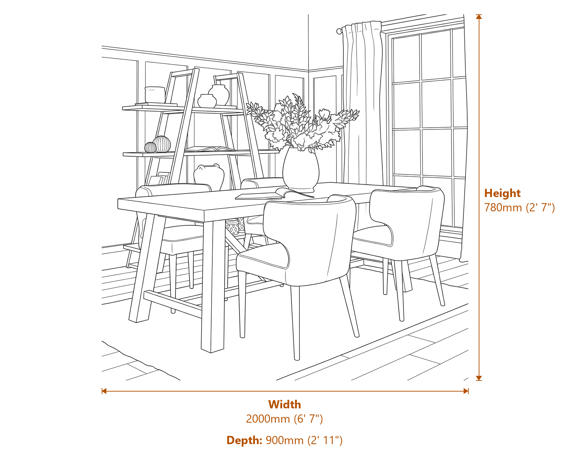Haldon Collection Large Dining Table Dimensions Diagram
