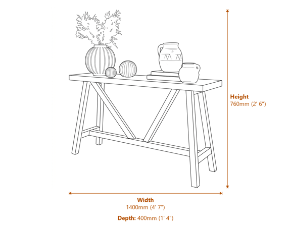Haldon Collection Console Dimensions Diagram