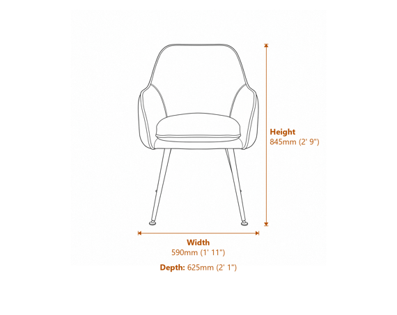 Tara Grey Dining Chair Dimensions Diagram