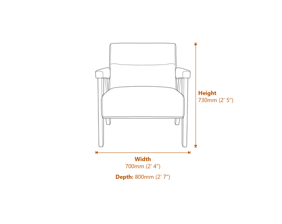 Abel Milk Chocolate Chair Dimensions Diagram
