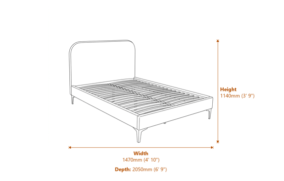 Albany Ivory Double Bed Dimensions Diagram