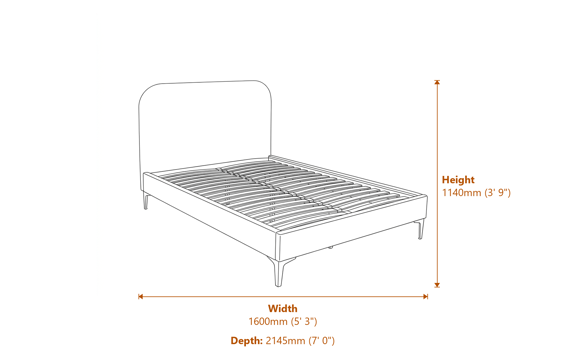 Albany Ivory King Size Bed Dimensions Diagram