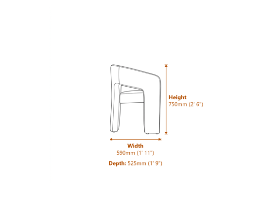 Alba Mole Dining Chair Dimensions Diagram