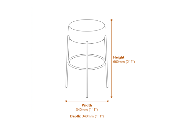 Anais Buff Counter Stool Dimensions Diagram