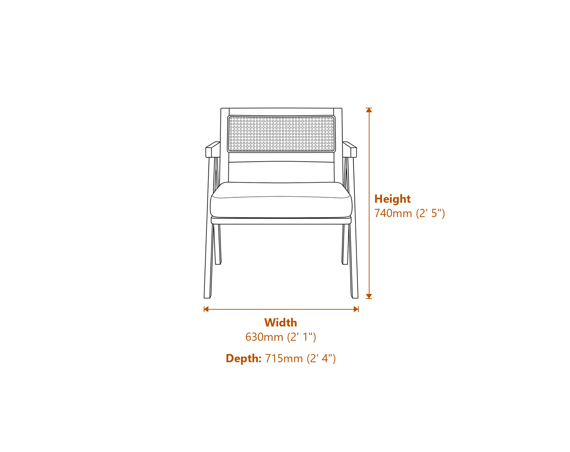 Arizona Smoked Ecru Chair Dimensions Diagram