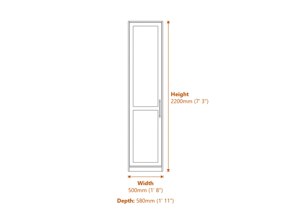 Austen White 1 Door Wardrobe Dimensions Diagram