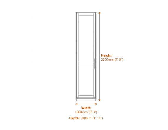 Austen White 2 Door Wardrobe Dimensions Diagram
