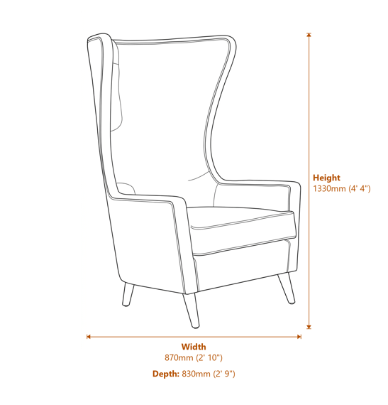okCala Black Tufted Highback Chair Dimensions Diagram