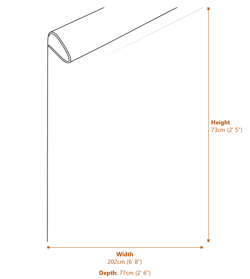 Opus Linen Fabric and Woven Rope 3 Seat Sofa Dimensions Diagram