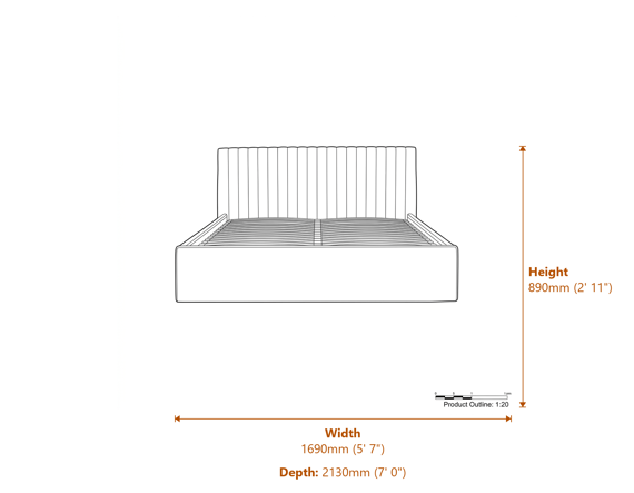 Berlin Beige Ottoman King Size Bed Dimensions Diagram