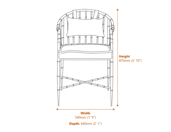 Monroe Gold Frame Accent Armchair Dimensions Diagram