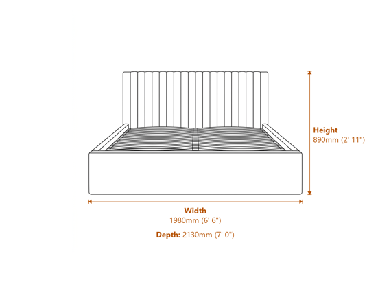 Berlin Black Ottoman Super King Size Bed Dimensions Diagram