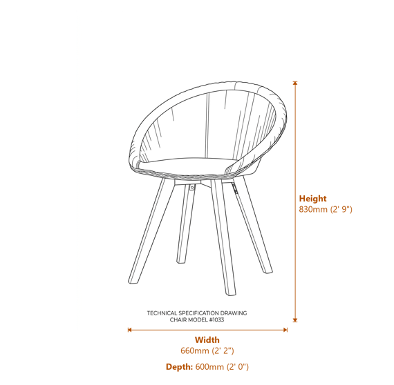 Lovina White Rattan Effect Dining Chair Dimensions Diagram