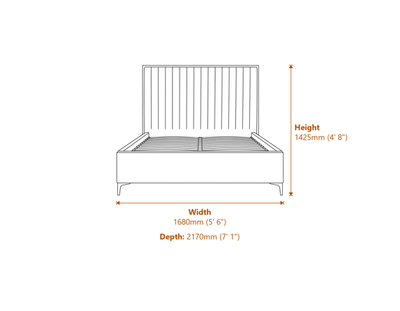 Berkeley Kingsize Bed Dimensions Diagram