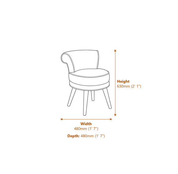 Kids Loretta Mink Velvet Chair Dimensions Diagram