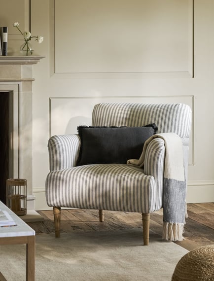 Aldwyn Armchair Carbon Stripe angle