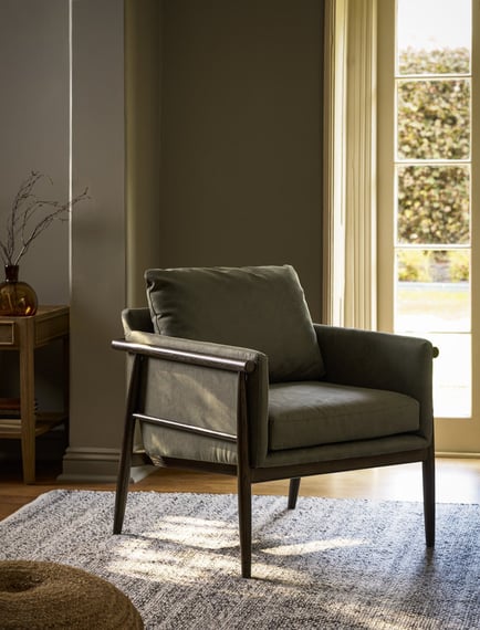 Kennington Armchair Olive Green front