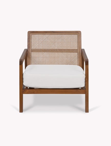 Lambourne Rattan Armchair Cream three quarter