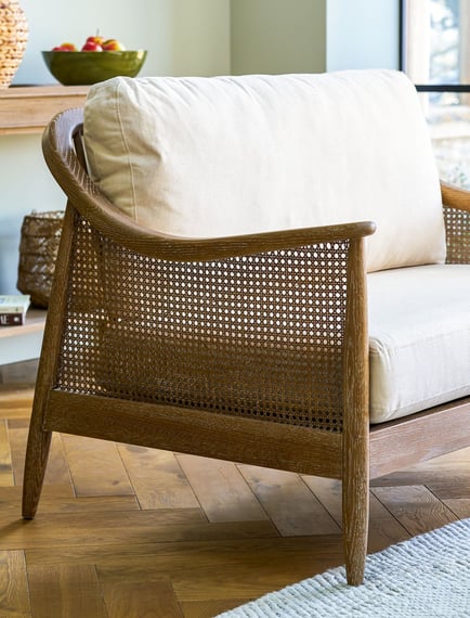 Templecombe Rattan 2 Seater Sofa Oatmeal arm detail