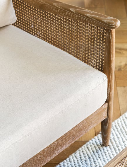 Templecombe Rattan 2 Seater Sofa Oatmeal back detail