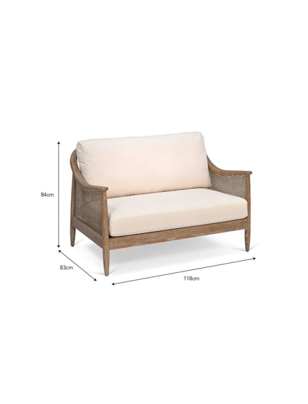 Templecombe Rattan 2 Seater Sofa Oatmeal back