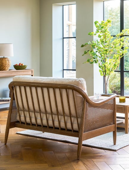 Templecombe Rattan 2 Seater Sofa Oatmeal weave detail