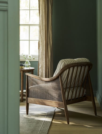 Templecombe Rattan Armchair Carbon Stripe angle