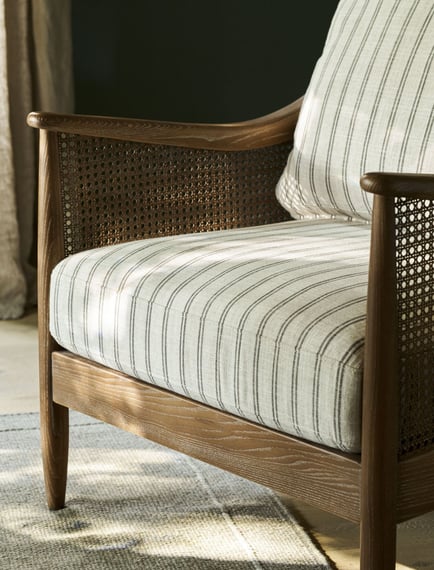 Templecombe Rattan Armchair Carbon Stripe back