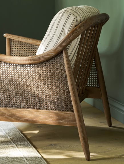 Templecombe Rattan Armchair Carbon Stripe corner
