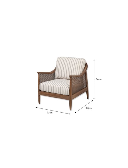 Templecombe Rattan Armchair Carbon Stripe framed view