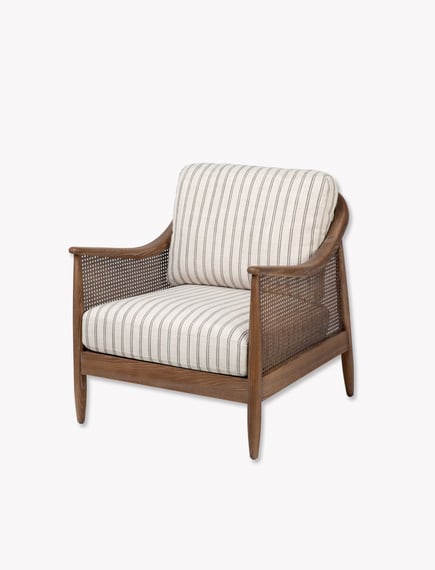 Templecombe Rattan Armchair Carbon Stripe reading nook