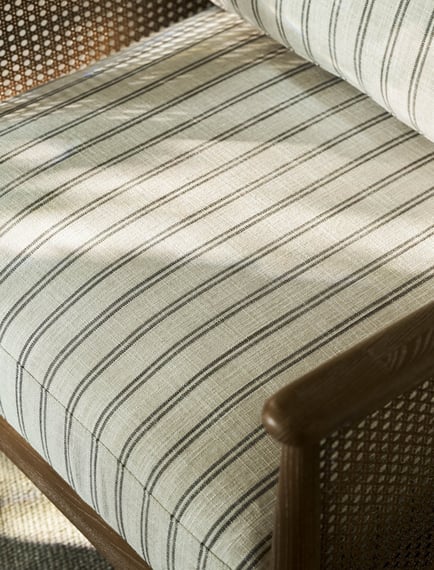 Templecombe Rattan Armchair Carbon Stripe three quarter