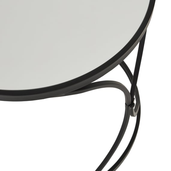 concaved set of two black mirrored side tables 2