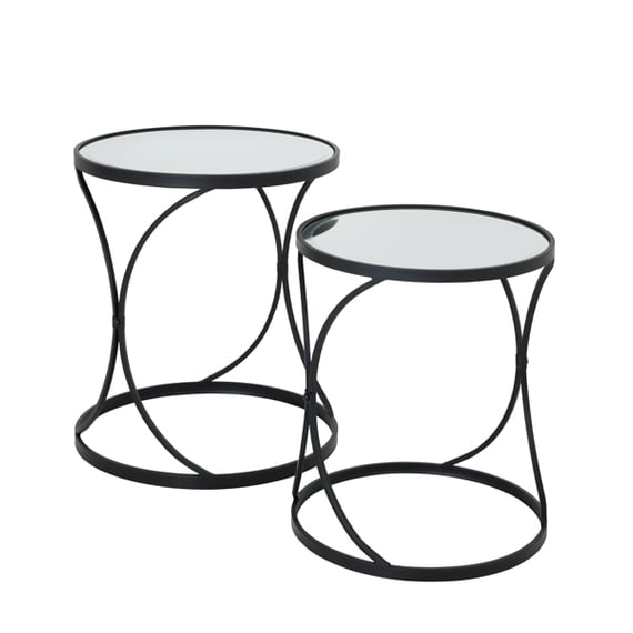 concaved set of two black mirrored side tables 5