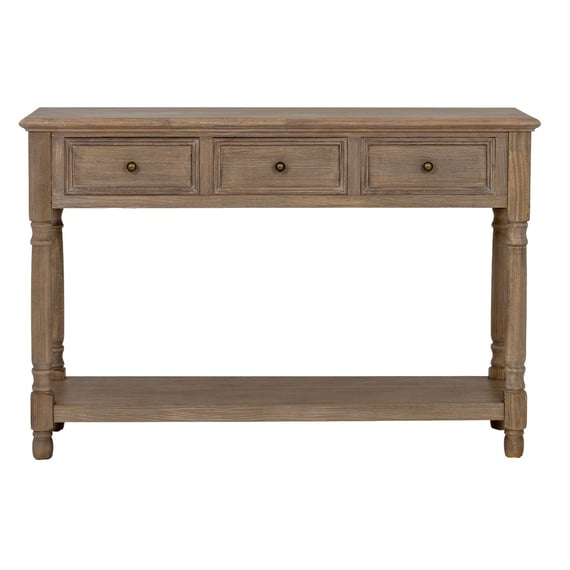 delphine collection 3 drawer console with shelf 4