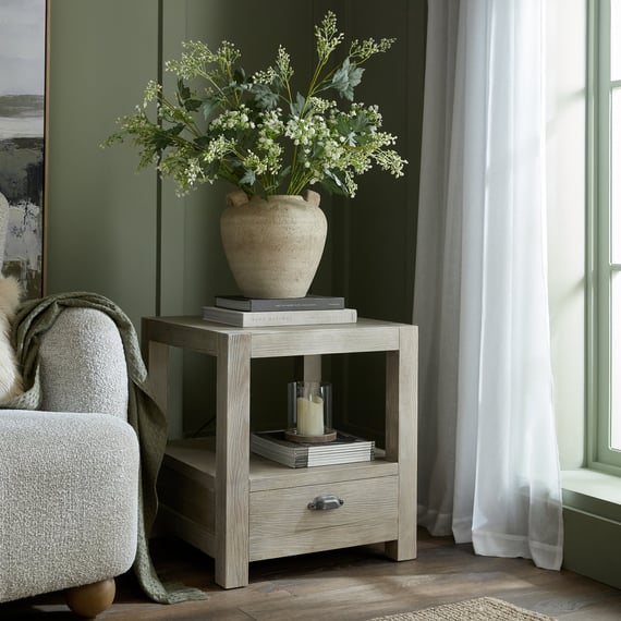haldon collection 1 drawer side table with shelf 2