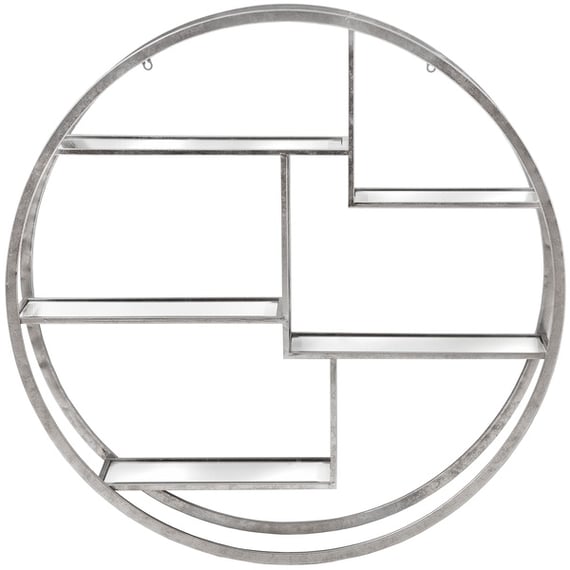 large circular silver wall shelf 2