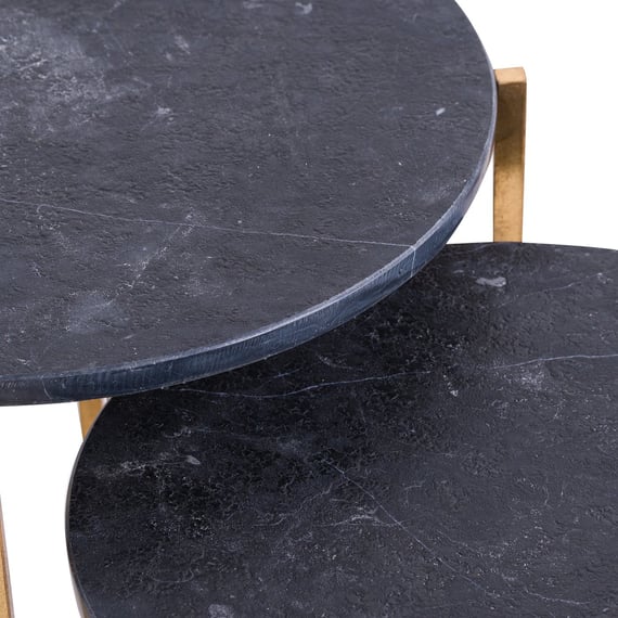 set of 2 gold and black marble tables 3