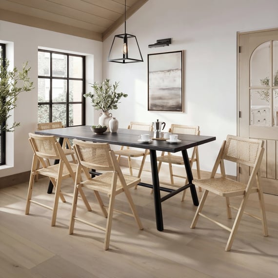 ashton blonde folding chairs louie table