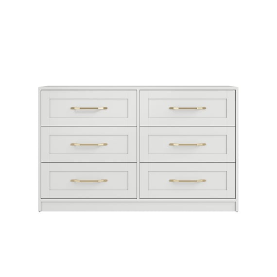 austen white 6 drawer chest of drawers front