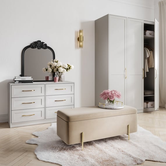 austen white wardrobe chest lola ottoman bench bedroom
