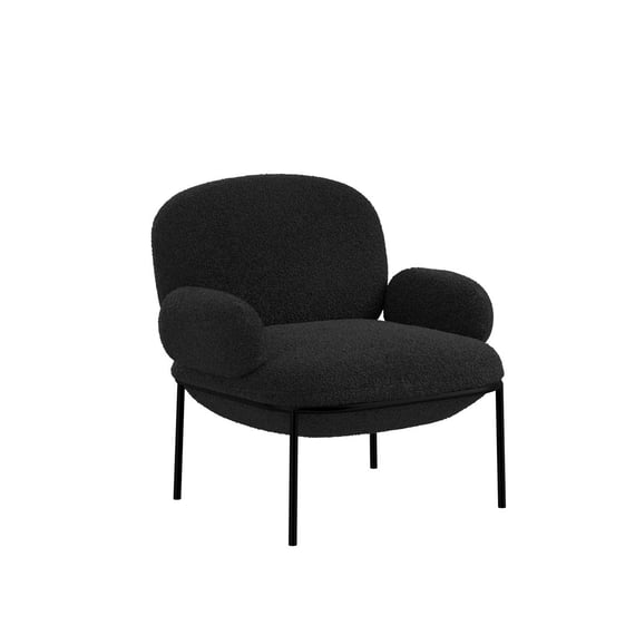 avery black boucle accent chair angle