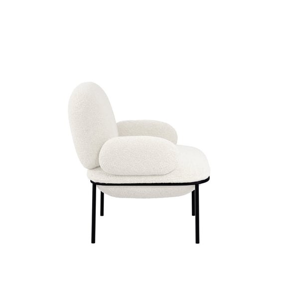 avery ivory boucle accent chair side