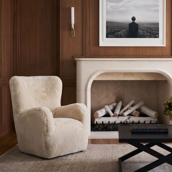 bear dawn faux fur armchair room shot