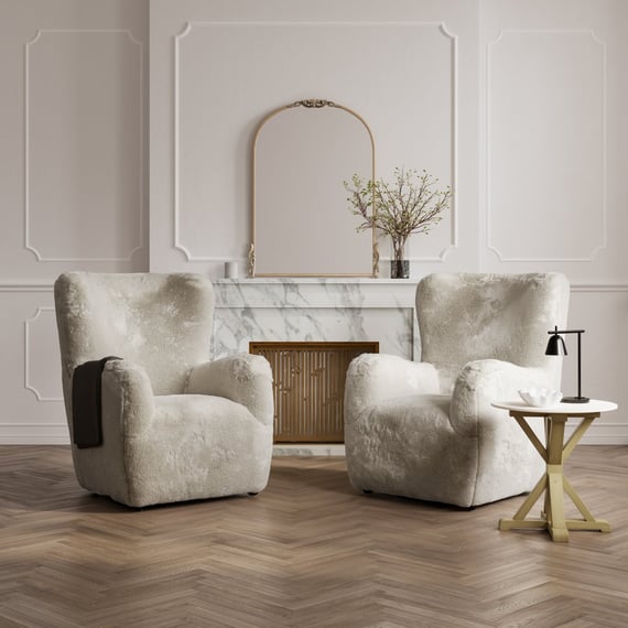 bear wolf faux fur armchair pair living room