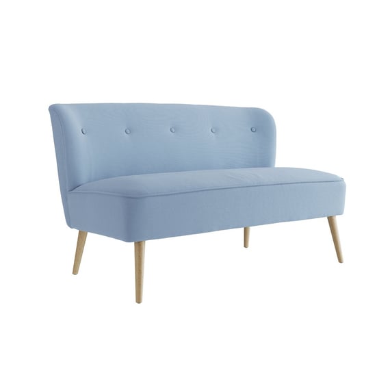 beau cornflower blue 2 seater sofa angle