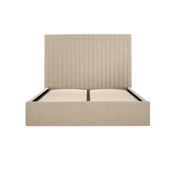 berlin beige ottoman bed tall headboard front view