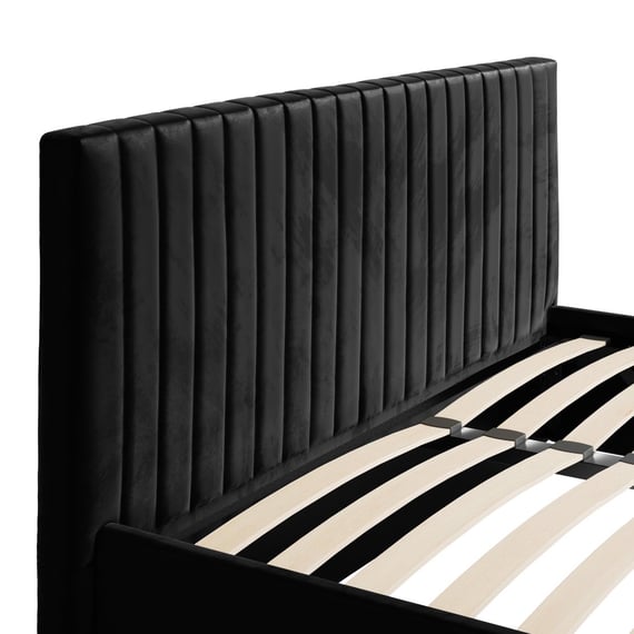 berlin black ottoman bed standard headboard close up